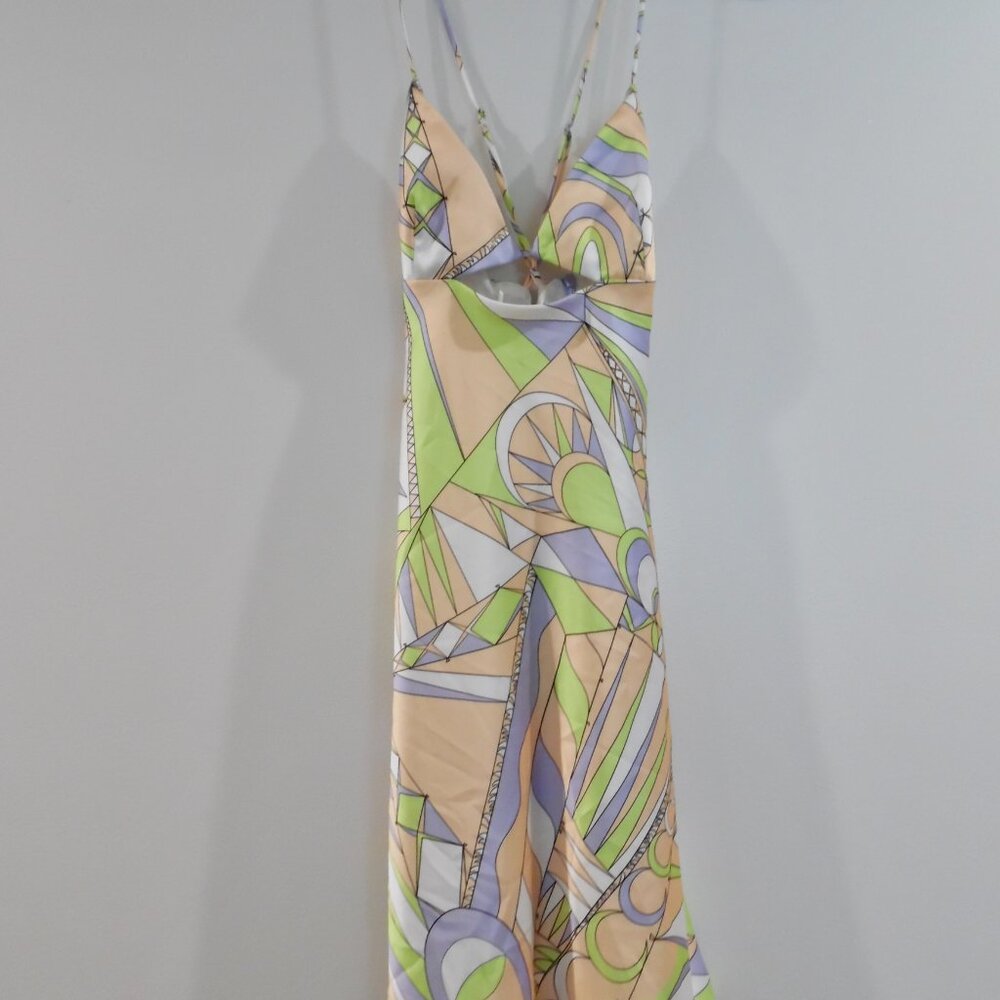 Zara Printed Satin Dress with Cutout Detail.